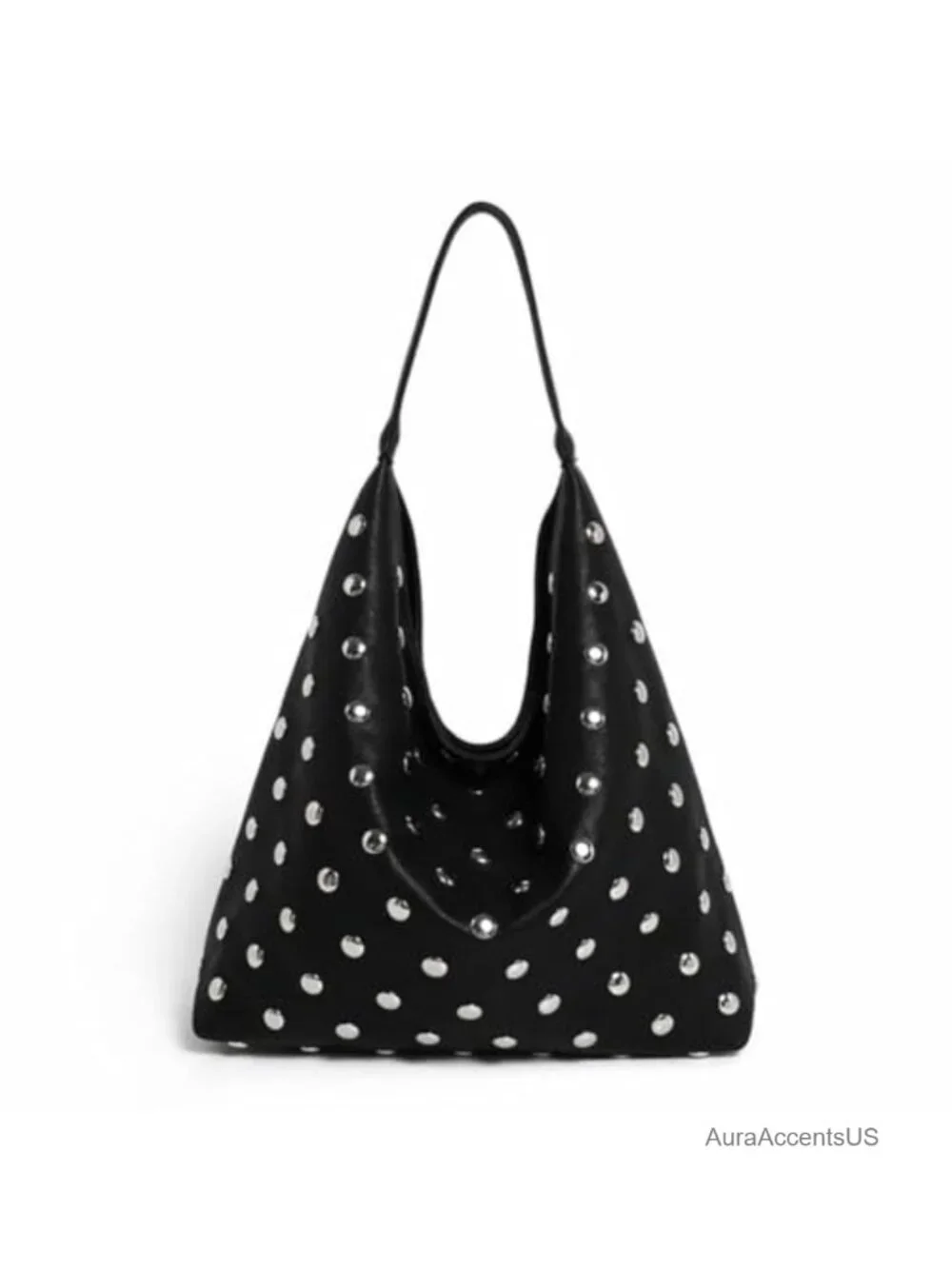 Studded Hobo Bag Women's Vegan Leather Shoulder Handbag Slouchy Tote